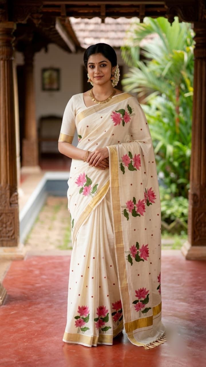 Vella Thamara Soft Tissue Saree