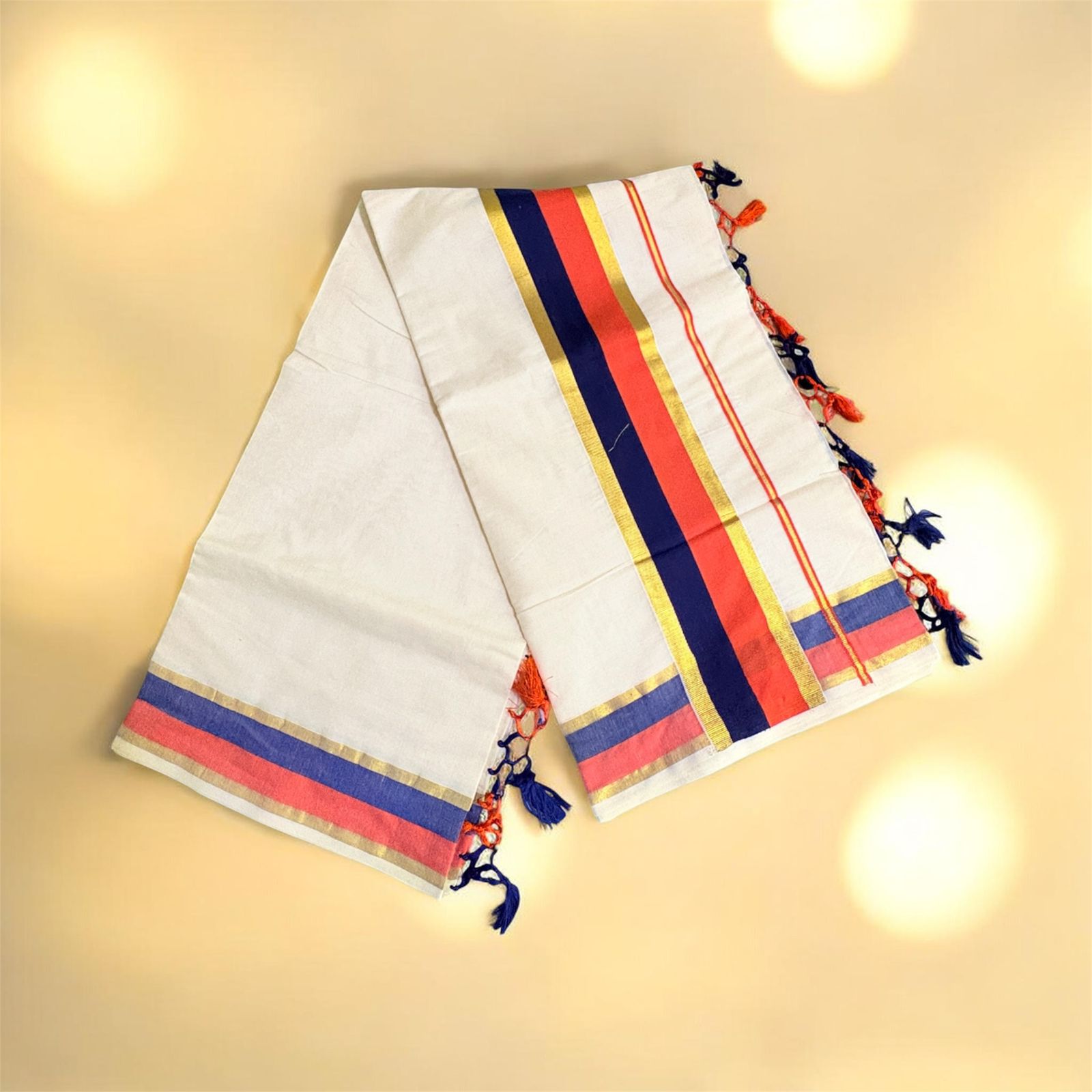 SET SAREE LARGE BORDER TASSEL 1
