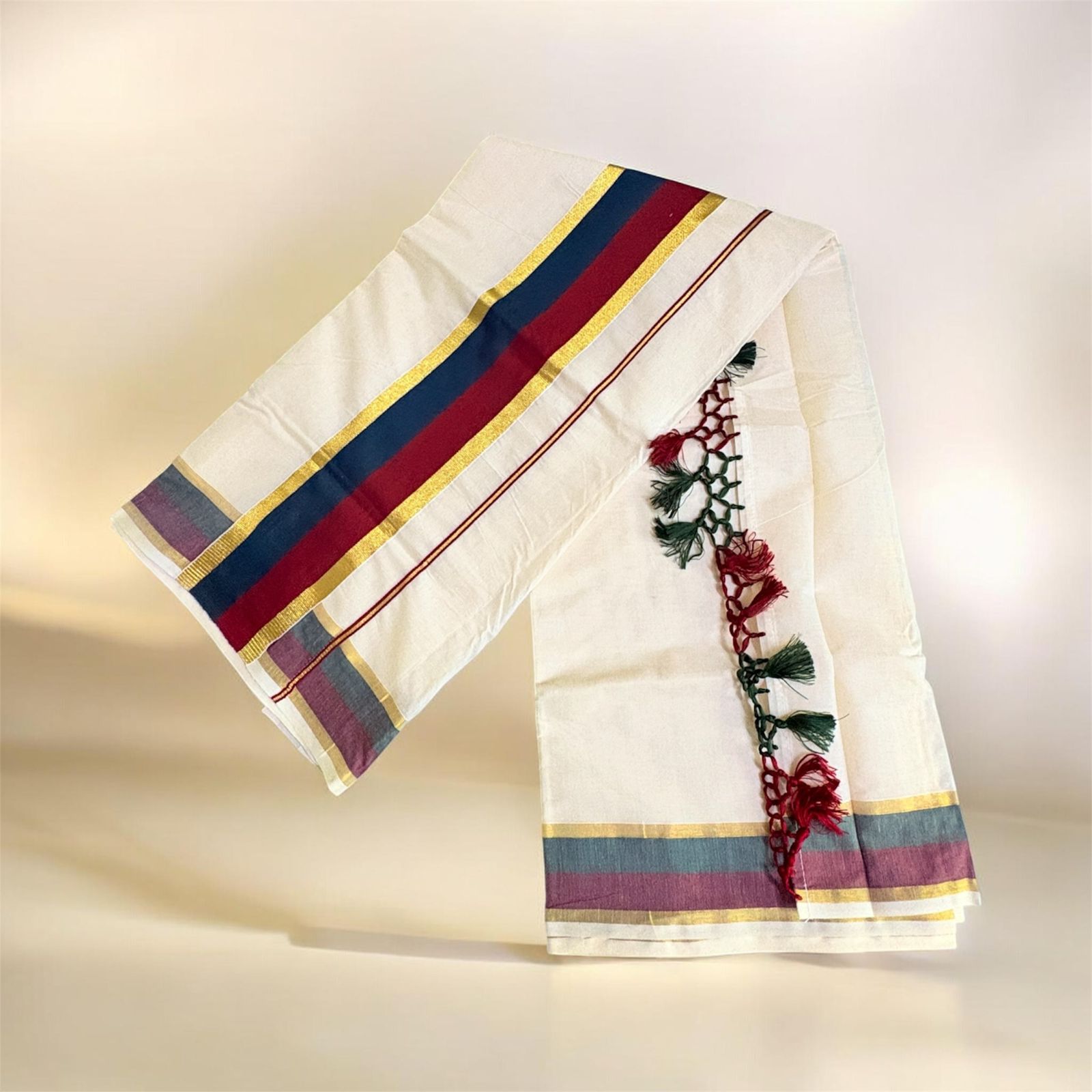 SET SAREE LARGE BORDE TASSEL 2
