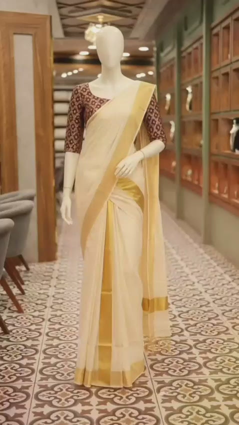 GOLDEN STRIPES SOFT TISSUE SAREE